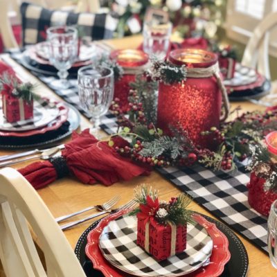 Let it Snow, Let it Snow, Let it Snow!  – Black and Red Tablescape